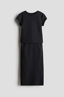 2-Piece Ribbed Top and Skirt Set