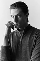 Slim Fit Half-Zip Merino Wool Sweater