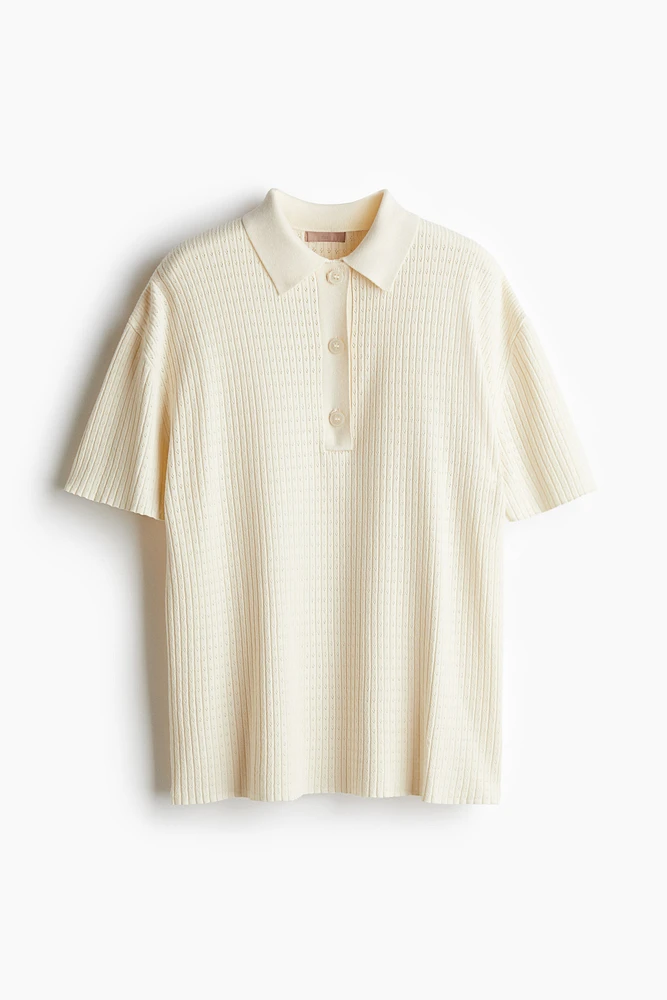 Pointelle-Knit Polo Shirt