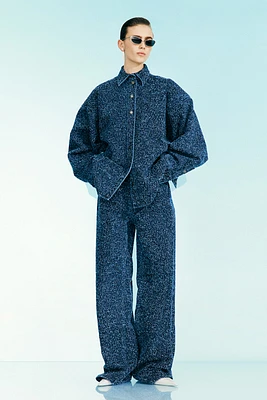 Oversized Bouclé Denim Jacket