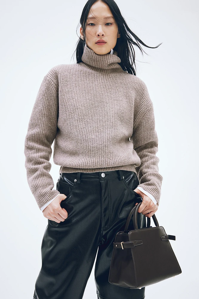 Rib-Knit Turtleneck Sweater