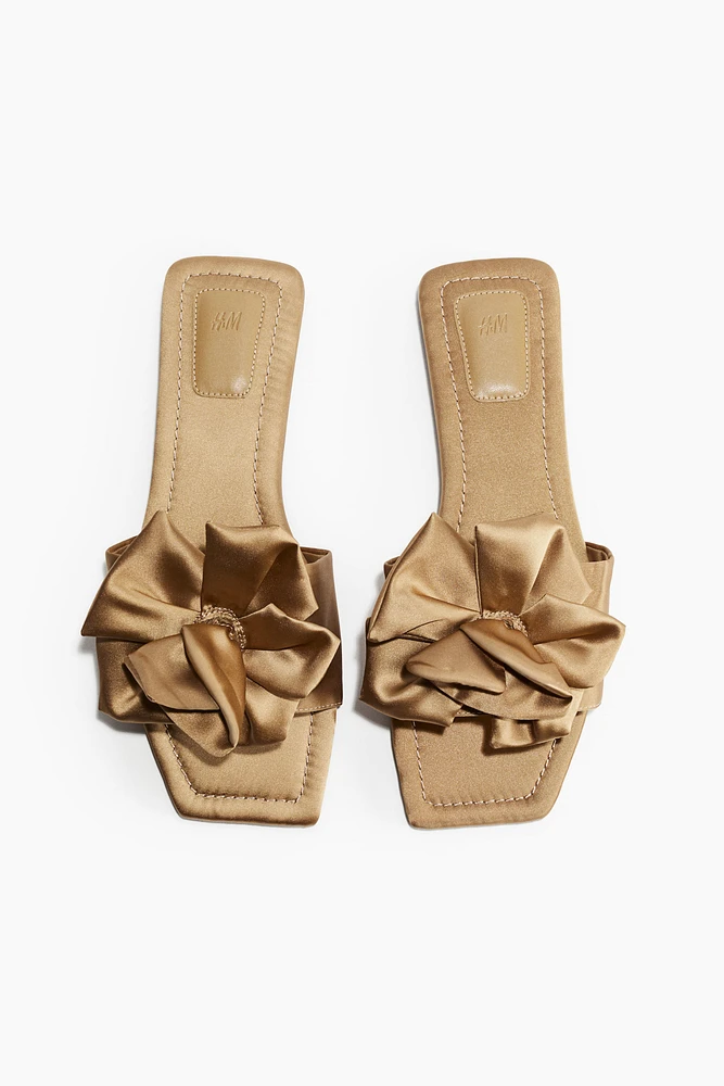 Appliquéd Satin Sandals