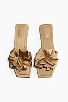 Appliquéd Satin Sandals