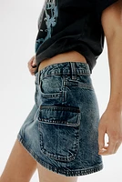 Denim Cargo Mini Skirt