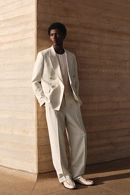 Loose-Fit Linen-Blend Suit Pants