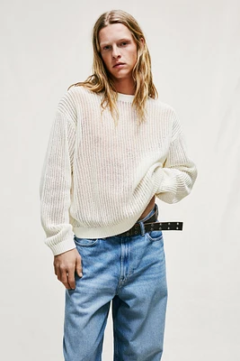 Loose-Fit Hole-Knit Sweater