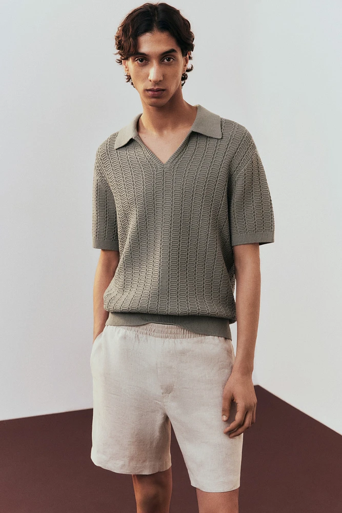 Regular-Fit Textured-Knit Polo Shirt