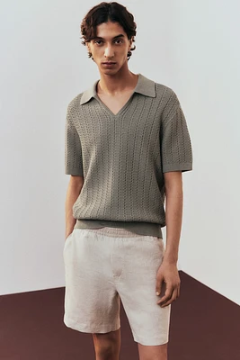 Regular-Fit Textured-Knit Polo Shirt