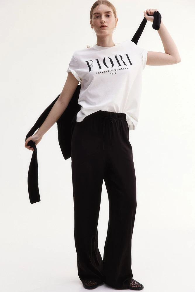 Wide-cut Pull-on Pants