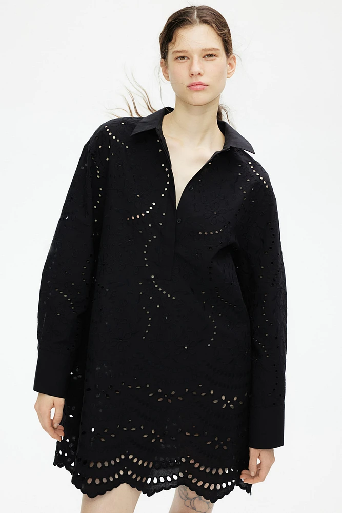 Eyelet Embroidered Shirt Dress