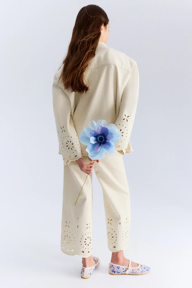 Ankle Jeans with Eyelet Embroidery