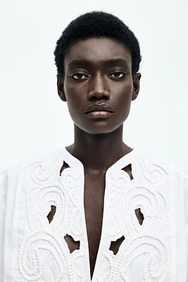 Blouse with Eyelet Embroidery