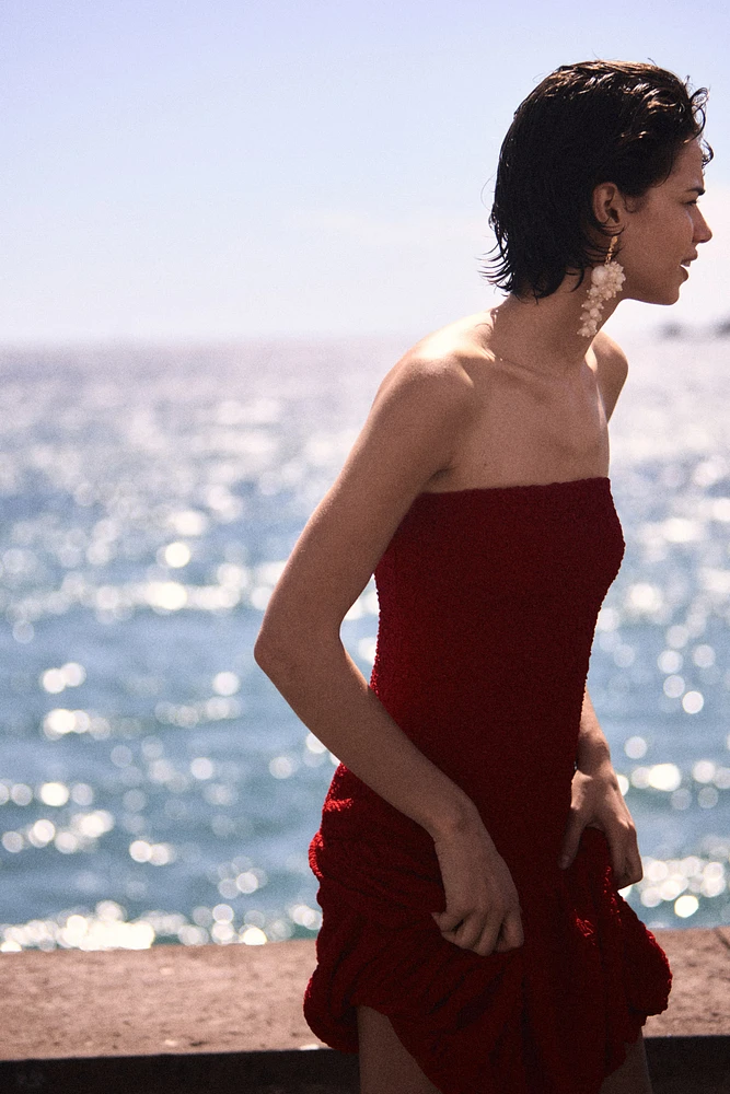 Bubble-Hem Bandeau Dress