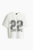 Oversized Fit Printed Mesh T-Shirt