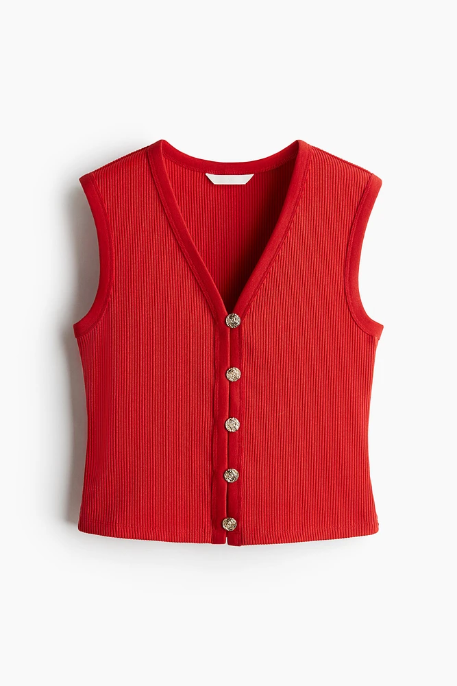 Button-Front Sweater Vest