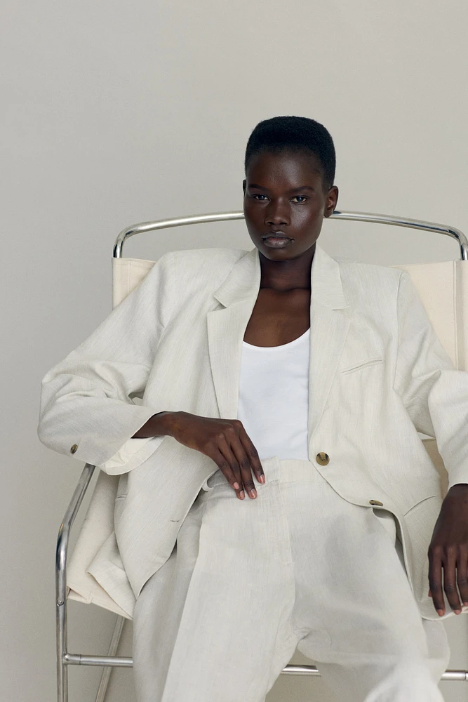 Linen-Blend Blazer