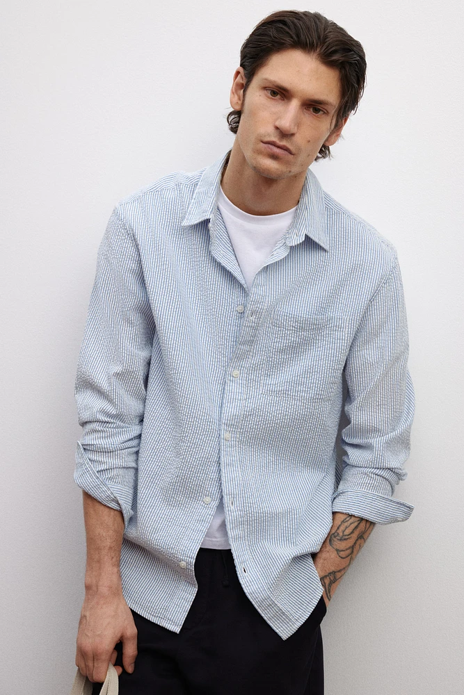 Loose-Fit Seersucker Shirt