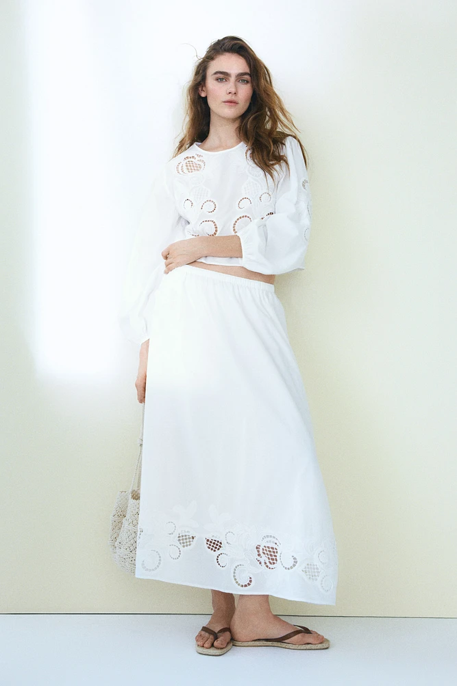 Eyelet-Embroidered Cotton Blouse