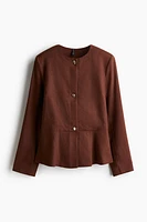 Linen-Blend Peplum Jacket