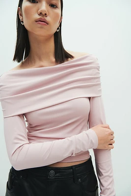 Gathered off-the-shoulder top