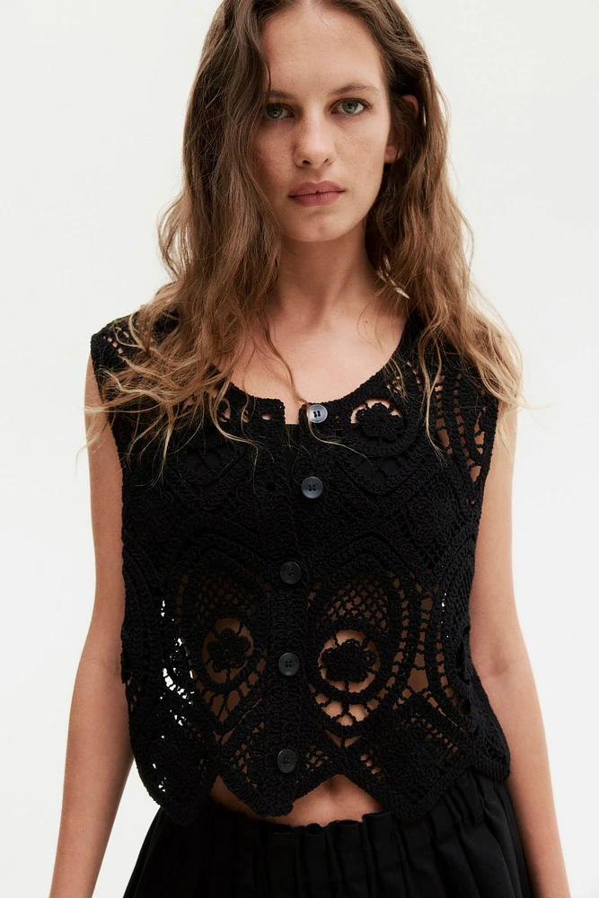 Crochet-Look Sweater Vest