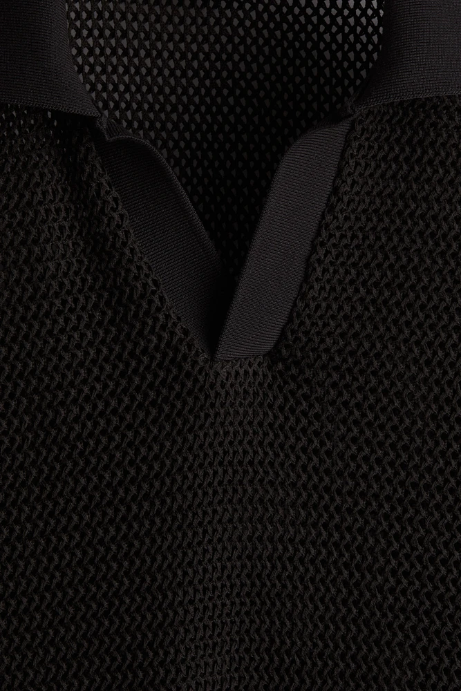 Regular-Fit Hole-Knit Polo Shirt