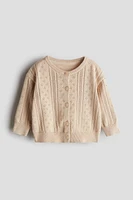 Pattern-knit Cotton Cardigan