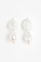 Gold-plated Pearl Pendant Earrings