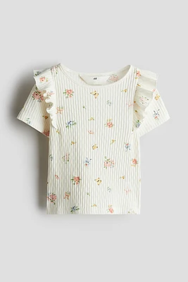 Flounce-Trimmed Cotton Top