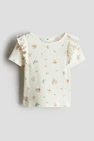 Flounce-Trimmed Cotton Top
