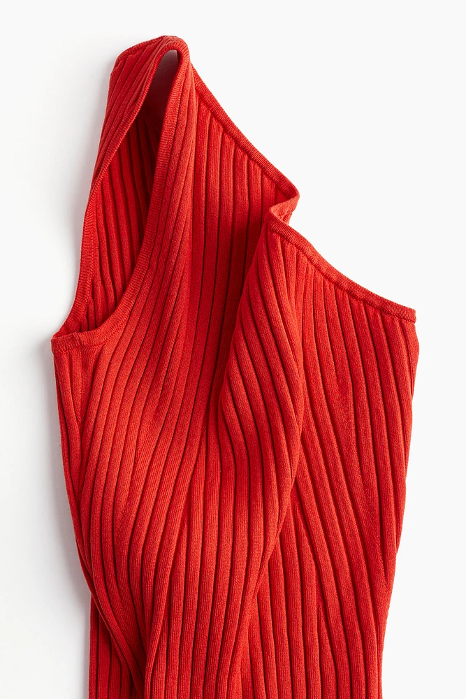 One-shoulder Rib-knit Top