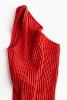 One-shoulder Rib-knit Top