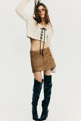 Gilet en tricot pointelle avec laçage
