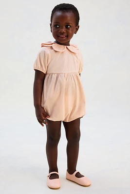 Petal-Collar Cotton Romper Suit
