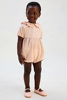 Petal-Collar Cotton Romper Suit