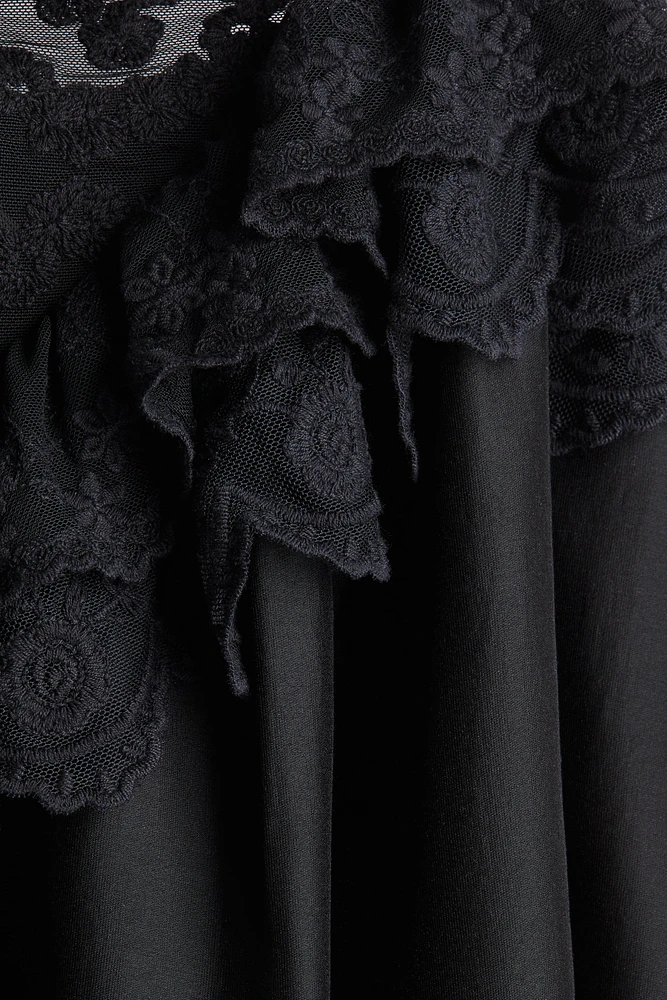 Lace-Trimmed Slip Dress