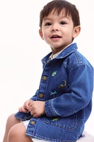 Embroidered-Detail Denim Shacket