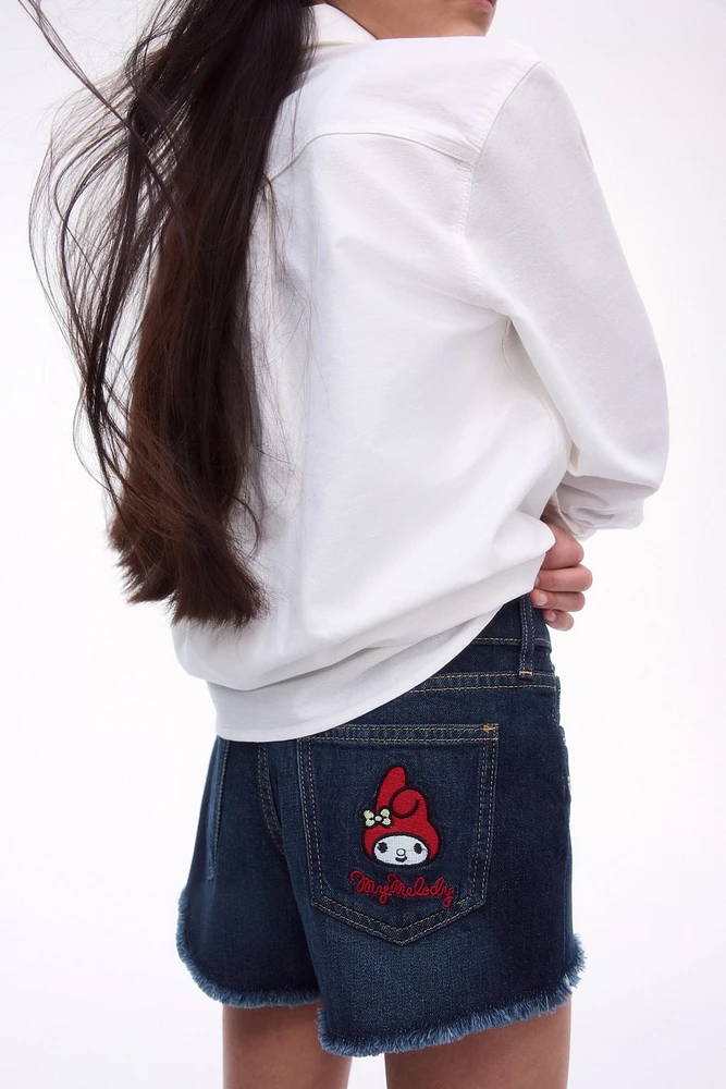 Embroidered-Detail Denim Shorts
