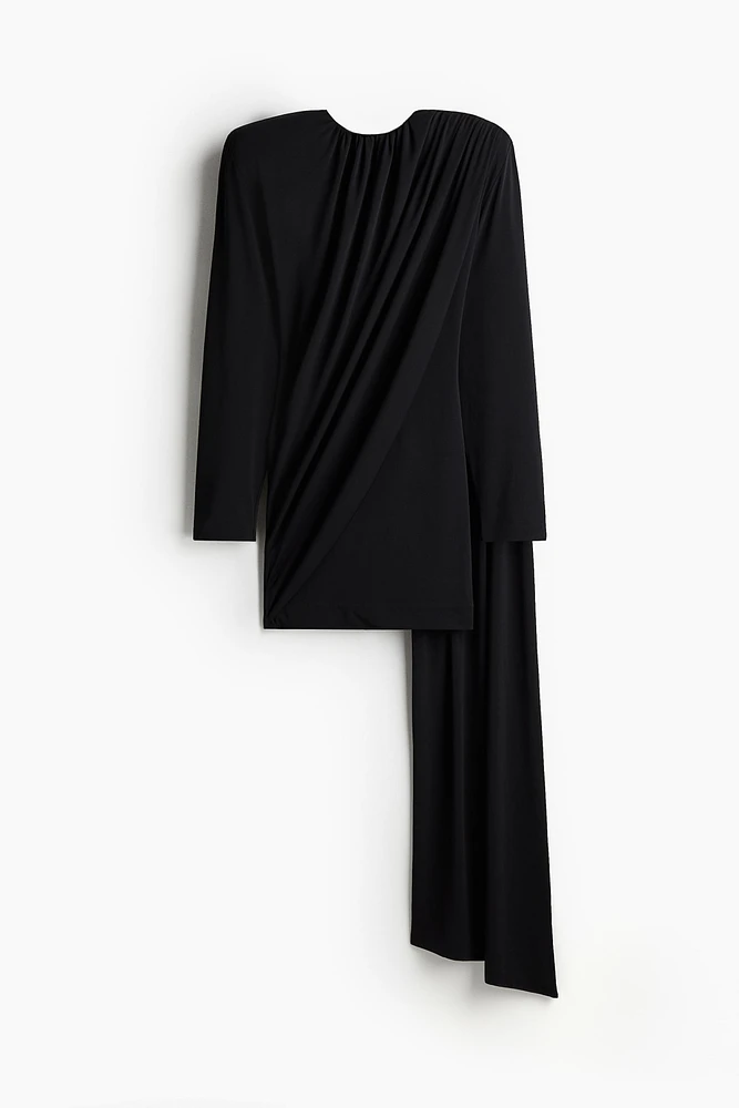 Shawl-Detail Draped Dress