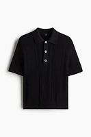 Regular-Fit Cable-Knit Polo Shirt
