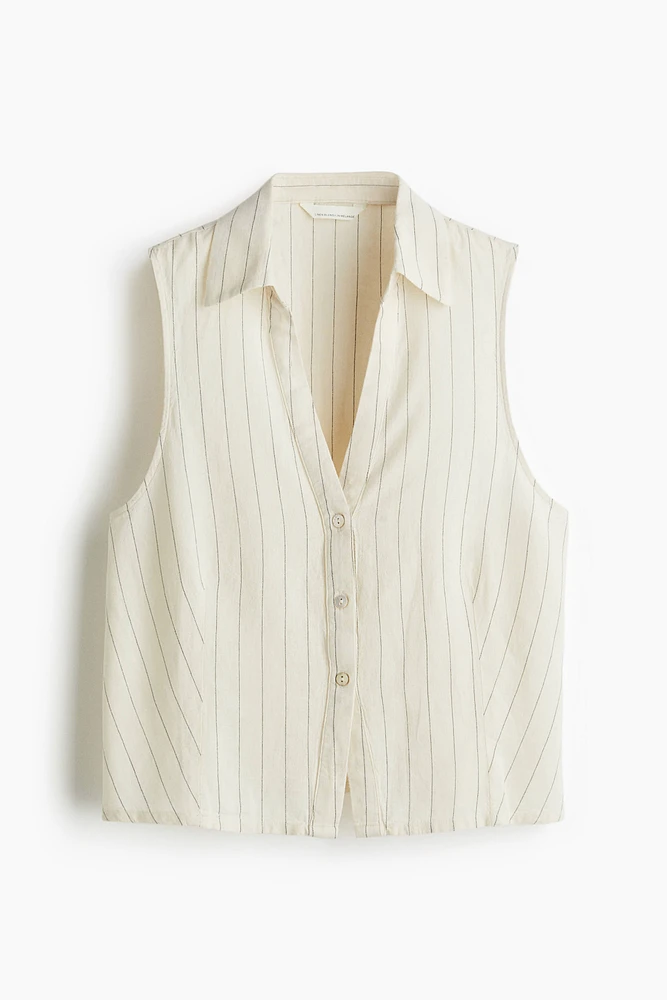 Linen-Blend Sleeveless Shirt