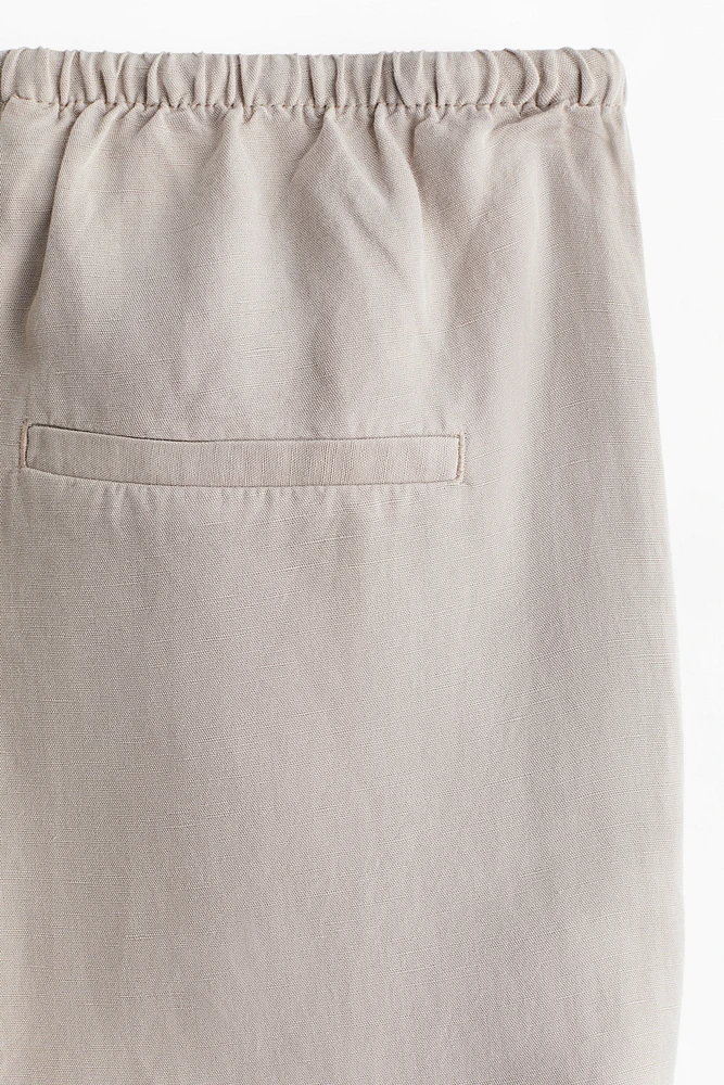Straight linen-blend trousers