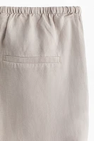 Straight linen-blend trousers