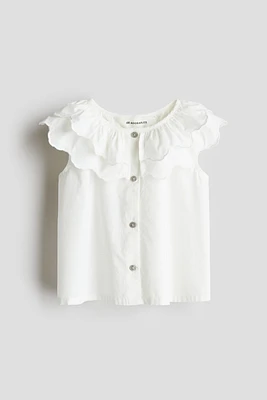 Tiered-Collar Cotton Blouse