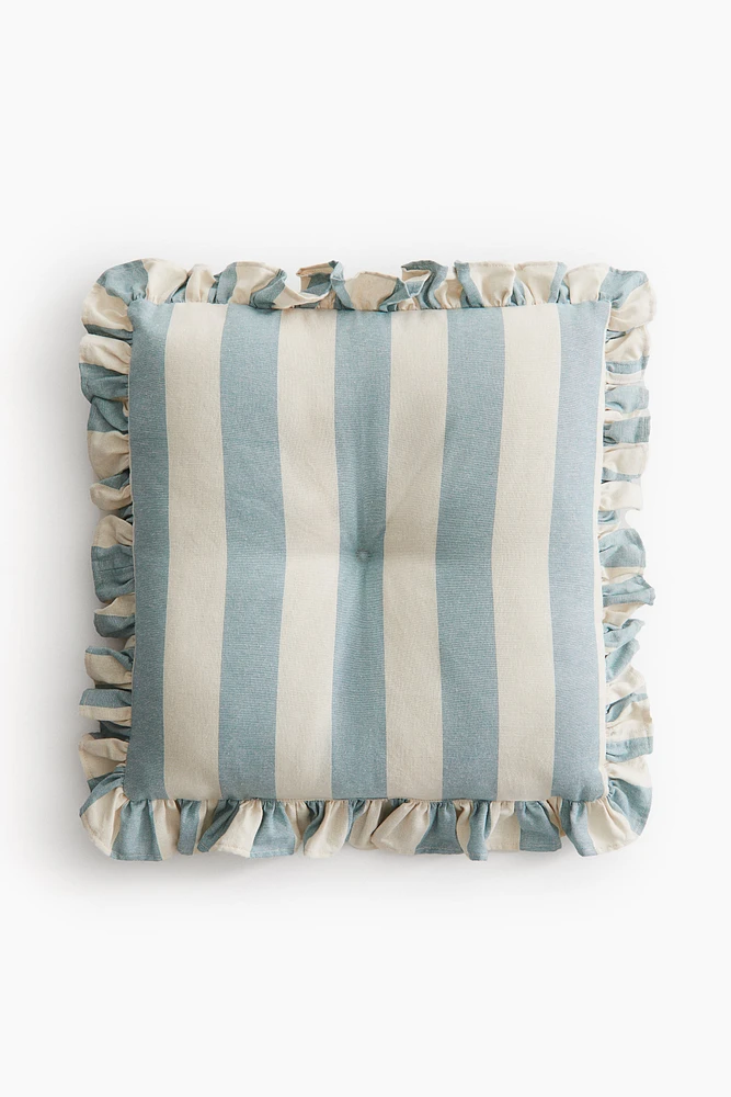 Ruffle-trimmed Cotton Seat Cushion