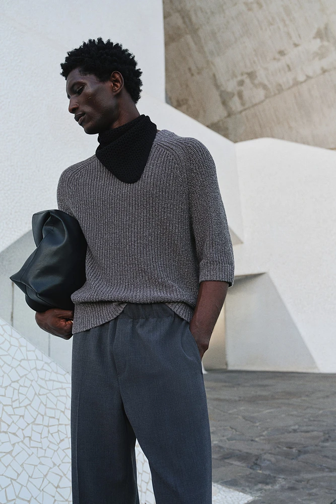 Regular-Fit Short-Sleeved Sweater