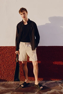 Regular Fit Linen-Blend Shorts