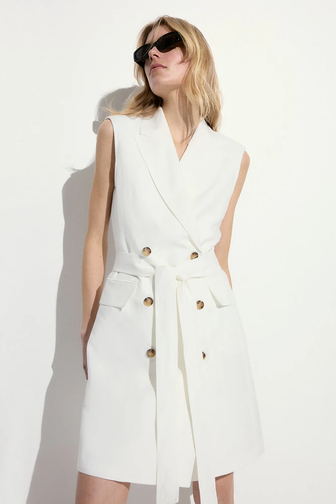 Linen-blend Jacket Dress