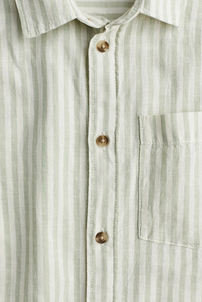 Long-sleeved Linen-blend Shirt