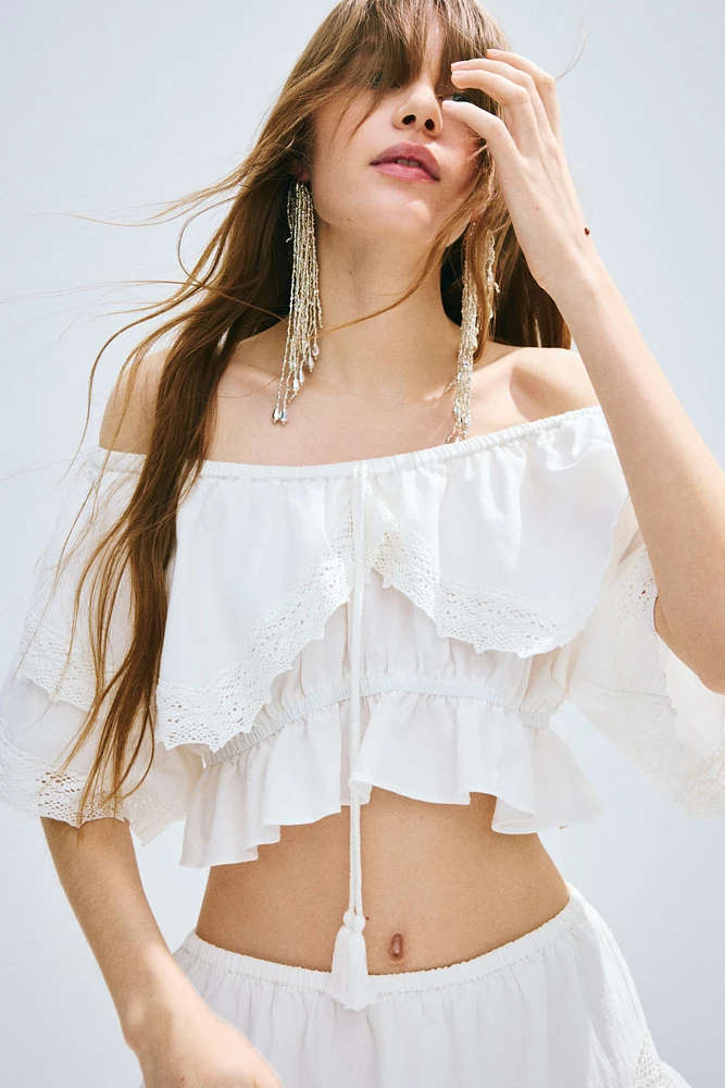 Lace-Trimmed Crop Top
